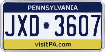 PA license plate JXD3607