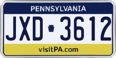 PA license plate JXD3612