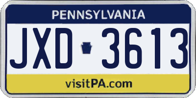 PA license plate JXD3613