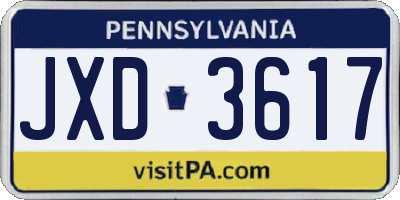 PA license plate JXD3617