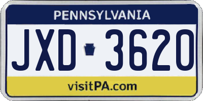 PA license plate JXD3620