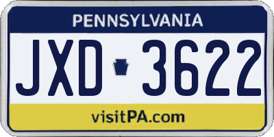 PA license plate JXD3622