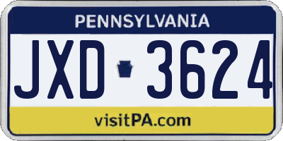 PA license plate JXD3624