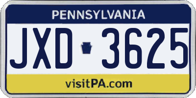 PA license plate JXD3625