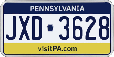 PA license plate JXD3628
