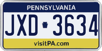 PA license plate JXD3634