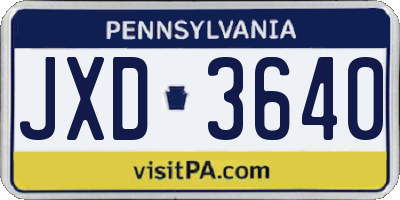PA license plate JXD3640