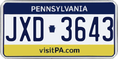 PA license plate JXD3643