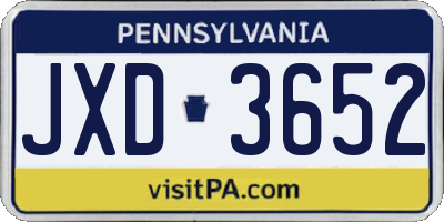 PA license plate JXD3652