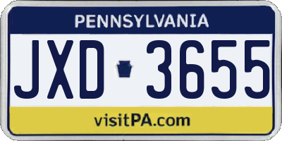 PA license plate JXD3655