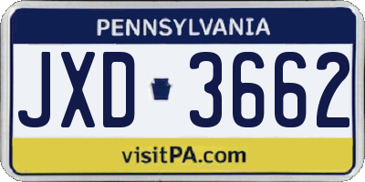 PA license plate JXD3662
