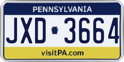 PA license plate JXD3664