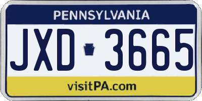 PA license plate JXD3665