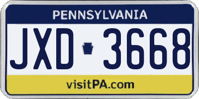 PA license plate JXD3668