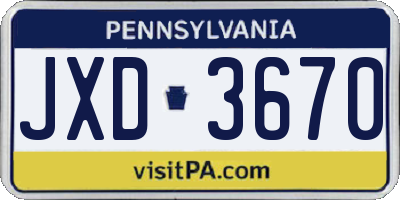 PA license plate JXD3670