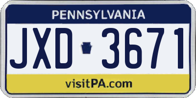 PA license plate JXD3671