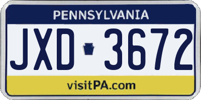 PA license plate JXD3672