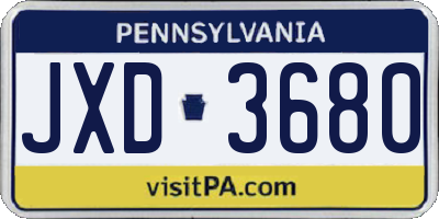 PA license plate JXD3680