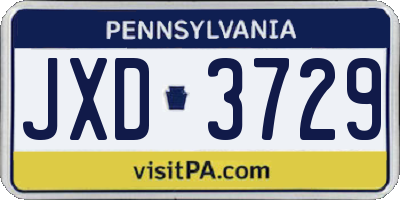 PA license plate JXD3729