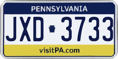 PA license plate JXD3733