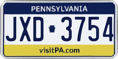 PA license plate JXD3754