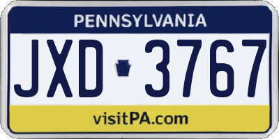 PA license plate JXD3767