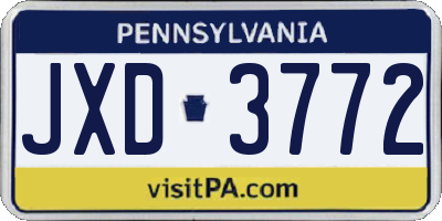 PA license plate JXD3772