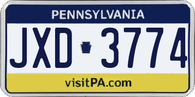 PA license plate JXD3774