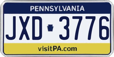 PA license plate JXD3776