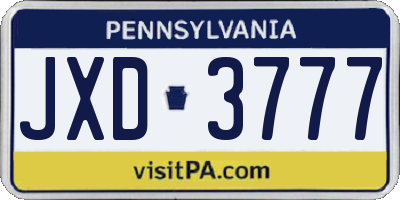 PA license plate JXD3777