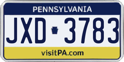 PA license plate JXD3783