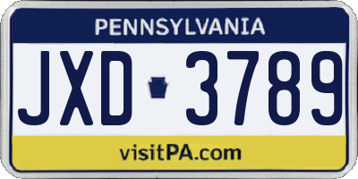 PA license plate JXD3789
