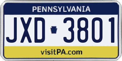 PA license plate JXD3801