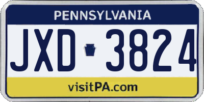 PA license plate JXD3824