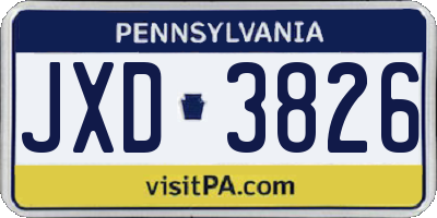 PA license plate JXD3826