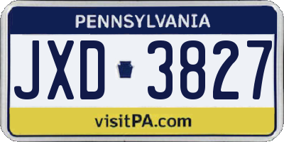 PA license plate JXD3827