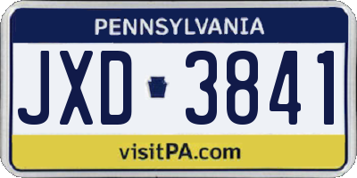PA license plate JXD3841