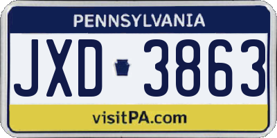PA license plate JXD3863