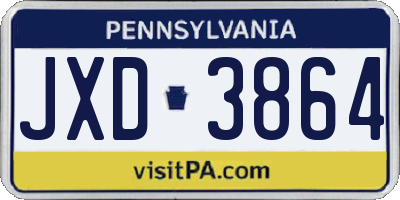 PA license plate JXD3864