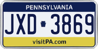 PA license plate JXD3869