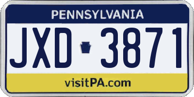 PA license plate JXD3871