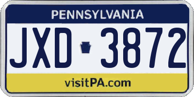 PA license plate JXD3872