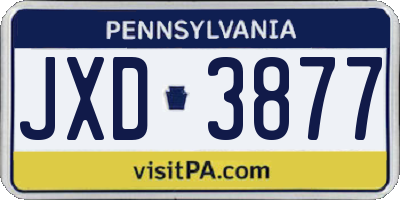 PA license plate JXD3877