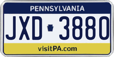 PA license plate JXD3880