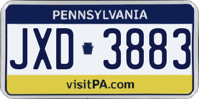 PA license plate JXD3883