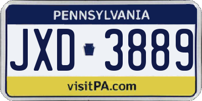 PA license plate JXD3889