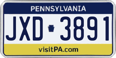 PA license plate JXD3891