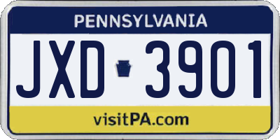 PA license plate JXD3901