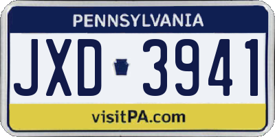PA license plate JXD3941