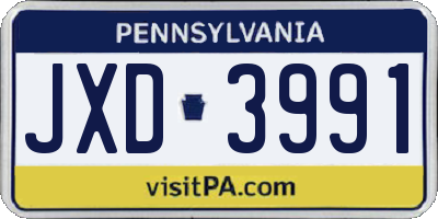 PA license plate JXD3991